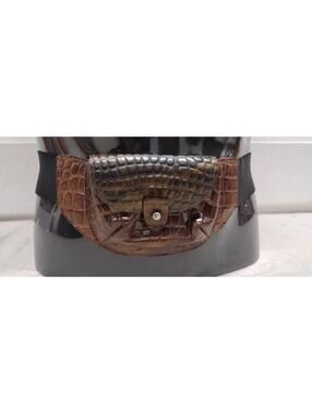 Fanny Pack Belt Crocodile Faux Vinyl Unisex Bag byOmega ID. 1980s fanny vintage